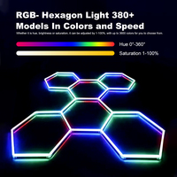 Nouvelle Conception DIY Plafonnier LED Hexagonal RGB à 5 Grilles en Aluminium pour Garage, Atelier, Boîte de Nuit, Bar, Fête, AC