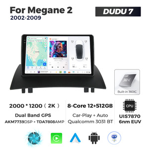 MEKEDE DUDU7 Car-play Car Audio Radio GPS Navigation 2K Ecran Multimédia Lecteur Android Auto pour <span class=keywords><strong>Renault</strong></span> Megane 2 2002-2009 - Product Image 5