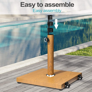 Base de parasol de patio robuste pour extérieur, support <span class=keywords><strong>carré</strong></span> en béton, compatible avec les parasols de marché de 6 à 12 pieds, brun teck - Product Image 2