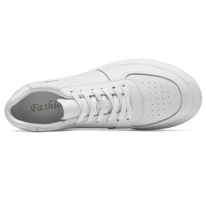 รองเท้าผู้ชายแฟชั่นฤดูใบไม้ร่วง หนังวัวแท้ ซับในตาข่าย ระบายอากาศได้ดี ทนทานต่อการสึกหรอ พื้นรองเท้าหนาแบบซ่อน รองเท้าสีขาว - Product Image 3