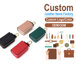 กระเป๋าใส่กุญแจหนังแท้แบบซิปคู่  ปรับแต่งสลักชื่อได้ สำหรับผู้ชายและผู้หญิง  รับผลิตกระเป๋าตามสั่ง - Product Image 1