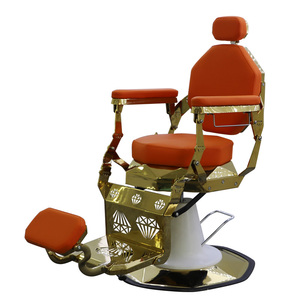 Chaise de salon en cuir synthétique <span class=keywords><strong>orange</strong></span> au design créatif avec or pour salons de coiffure et spas - Product Image 1
