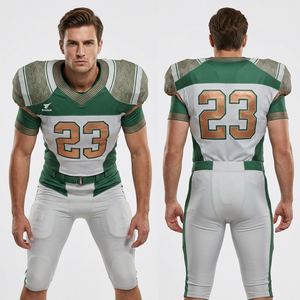 Camiseta de Fútbol Americano Riddell para Hombre, Personalizada con Sublimación, Transpirable, de Poliéster, Uniforme para Adulto, Número 23, Diseño Verde y Blanco - Product Image 1