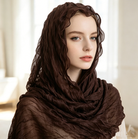 Écharpe Hijab en Satin Froissé Scintillant de Luxe, Châle Texturé pour le Quotidien et les Événements