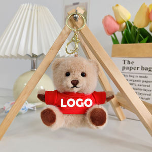 高品质 PP 棉填充毛绒泰迪熊钥匙扣定制徽标设计手提包挂件适合商务生日赠品 - Product Image 5