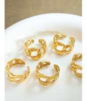 Edelstahl kubanische Kette breit offen Hip Hop Chunky Ring wasserdicht vergoldet Ring nicht trüben Frauen Kette offener Ring