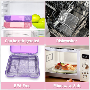 Boîte à <span class=keywords><strong>bento</strong></span> écologique et réutilisable pour enfants Aohea, avec poudre de ciboulette colorée de qualité alimentaire, 4 compartiments, ensemble de boîte à <span class=keywords><strong>bento</strong></span> pour enfants - Product Image 5