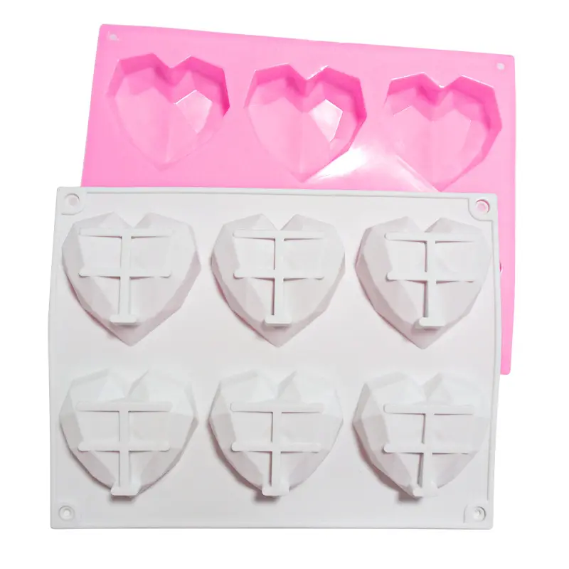 6 캐비티 3 D 심장 모양의 실리콘 케이크 금형 DIY 수제 실리콘 금형 비누 금형