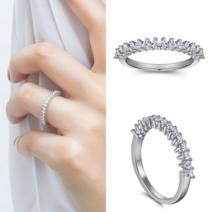 Boda nupcial 925 fabricante de joyas de plata esterlina brillante circonita cúbica collar pendientes anillo conjunto - Product Image 5