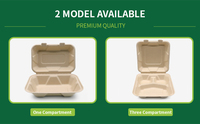 Contenants à emporter biodégradables de 850 ml et 9 pouces, boîtes à lunch compostables en bagasse de canne à sucre pour restaurant, en papier