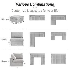 VOXHOME Muebles para Sala de Estar, Apartamento y Hotel, Sofá Suave Tipo Nube, Estilo Nórdico en Negro, Sofá Modular Seccional de 3, <span class=keywords><strong>4</strong></span>, 5, 6, 7 y 8 Plazas - Product Image 5