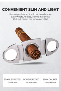 Vanace Petite lame en acier à double tranchant Mini coupe coupe-cigare OEM Logo personnalisé Accessoires métalliques en acier inoxydable Ciseaux à cigares - Product Image 5