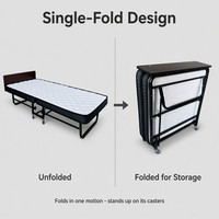 Lit pliant avec matelas, lit d'appoint pliable, cadre en métal thermolaqué, roulettes pivotantes