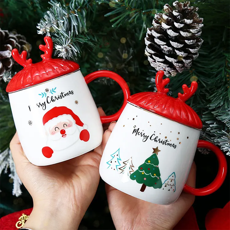 Custom Ceramic Santa Claus Reindeer North Pole Mug Custom Christmas Cup With Gift Box