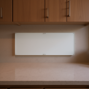 Revêtement mural de cuisine 39,37 x 23,62 po en verre trempé blanc, décoratif, rectangulaire, style contemporain - Product Image 2