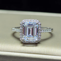 Nouvelle version, grande taille, moissanite 4 carats, sertissage à griffes sans défaut, plaqué argent, argent 925, bague de fiançailles et de mariage pour homme