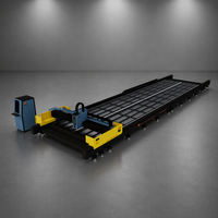 Machine de découpe laser à fibre grand format avec structure sur rail au sol, optimisation de la découpe par servomoteur Schneider AI pour le traitement des tôles d'acier