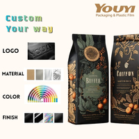 Bolsa de Café Personalizada YOUYI, con Fondo Plano, de Aluminio, con Válvula Unidireccional, Cierre y Ventana Transparente, Grado Alimenticio, Libre de BPA