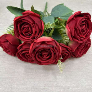 Fabricant d'approvisionnement direct Vente en gros Fleur de simulation de rose roulée à 7 têtes pour la maison Scène d'hôtel pour Noël Fête des mères - Product Image 3