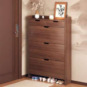 מודרני מסתובב עץ חום מסתובב נעל אחסון ארון מחיר מפעל ארון מדף נעליים עם מגירות - Product Image 1