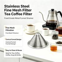 Filtre à thé et café conique en acier inoxydable à mailles fines, entonnoir en métal de qualité alimentaire pour la filtration des boissons en cuisine