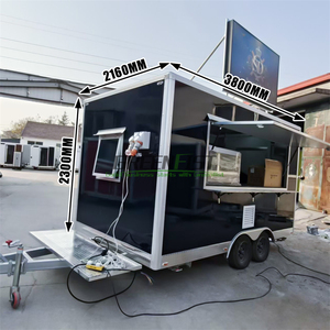 Food Truck per Gelati <span class=keywords><strong>3</strong></span>,8 Metri, Carretto Mobile Multifunzione per Cibo da Strada, Rimorchio Alimentare Quadrato in Acciaio Inox per Uso Commerciale - Product Image 2