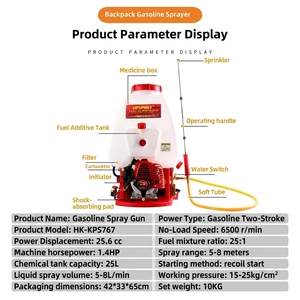 Pulverizador de Gasolina de 20L, Pulverizador de <span class=keywords><strong>Mochila</strong></span> de Alta Presión para Agricultura, Control de Plagas en Huertos y Granjas, Riego - Product Image 5