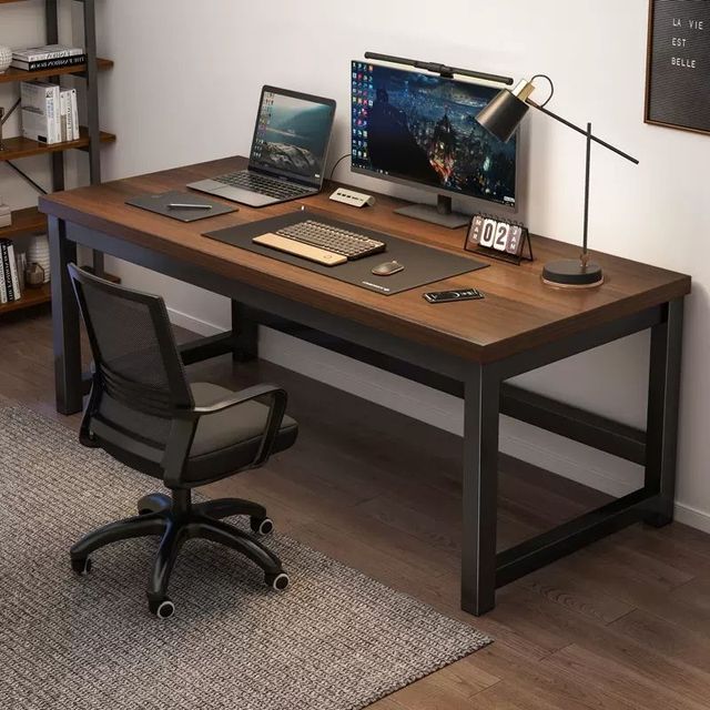 Modern Household Simple Wide Thicker Computer Student Study Desk Home Office Working Table Extendable Modular MDF+Iron Frame