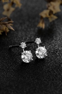 Classic 14K Solid White Gold 0.58ct Round Brilliant Lab Grown Diamond Dangle <b>Earrings</b> | Round Brilliant Cut Lab Created Diamond - Product Image 6