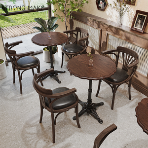 Tùy Chỉnh Rắn Bàn Gỗ Cổ Điển Sang Trọng Óc Chó Mộc Mạc Hiện Đại 4 Chỗ Ngồi Nhà Hàng Bằng Gỗ Bàn Ăn Đặt Với 6 Ghế - Product Image 2