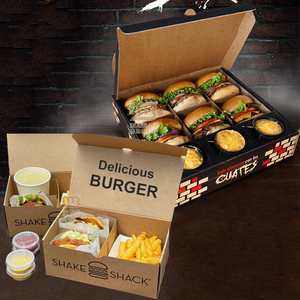 Embalaje de restaurante caja para llevar Mdonalds comida rápida contenedor de comida personalizado papel desechable catering caja de paquete de comida negra - Product Image 2
