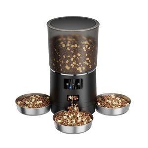 Comedero automático para mascotas, dispensador de comida inteligente para perros y gatos con capacidad de 1,8 kg, enchufe estadounidense blanco y negro desmontable - Product Image 5
