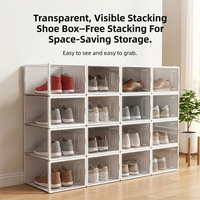 Boîte de rangement pour chaussures avec logo client, présentoir à chaussures, boîte de rangement pour baskets, boîte de rangement transparente en acrylique avec ouverture frontale, organisateur de chaussures en plastique
