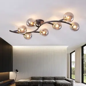 Nordic Glazen Bal Verlichting Voor Woonkamer Huisdecoratie Slaapkamer Loft Led Kroonluchter Boomtak Plafondlamp E27 Lamp