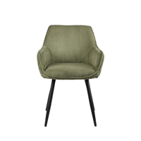 Chaises de cuisine modernes Chaises d'accoudoir rembourrées en tissu velours côtelé vert pour la cuisine Salle à manger