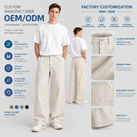 Celana Cargo Pria Model Kaki Lebar Bahan Katun Custom Celana Kerja Longgar Celana Utilitas Produsen OEM ODM
