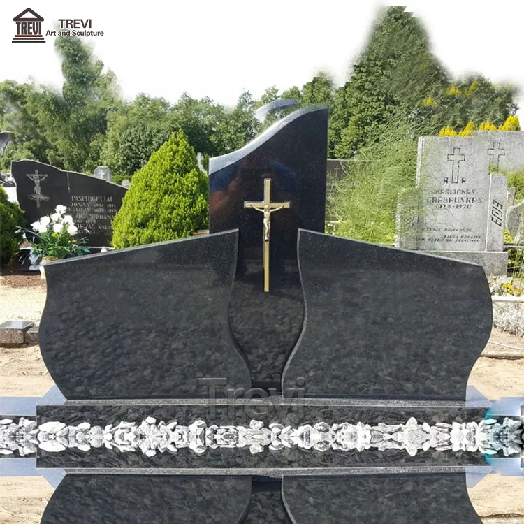 Einfaches Design Günstige muslimische Polen geschnitzte Granit Grab monumentale polierte Stein Begräbnis Grabstein Denkmal