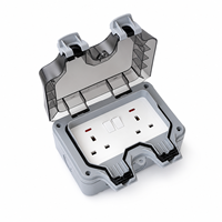 Prise murale industrielle étanche IP66 en ABS PC gris, 13A 250V, 2 prises avec voyant lumineux pour utilisation extérieure au Royaume-Uni/UE dans les jardins