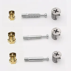 Sujetadores de muebles 3 en 1, 15x13,5mm, accesorio de leva, pasador de Metal, Kit de enchufe de expansión de latón para muebles de madera