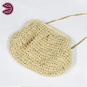 Großhandel Damenhandtasche umweltfreundlich modisch benutzerdefiniert Gold Edelstahl-Kette handgefertigt Boho gewebte Crossbody-Tasche