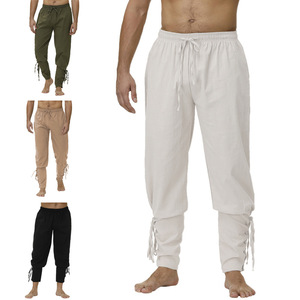 Disfraz de pantalones medievales para hombre y <span class=keywords><strong>mujer</strong></span>, pantalones de <span class=keywords><strong>pirata</strong></span> con cordones, pantalones renacentistas, <span class=keywords><strong>Pirata</strong></span>, marrón, negro, de talla grande, Halloween - Product Image 2