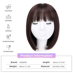 Peluca corta y recta Xinyao M7005A de fibra sintética marrón para mujer, cualquier forma de rostro, realista y a la moda - Product Image 3