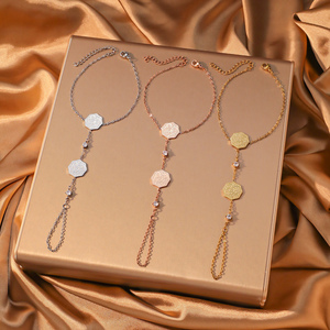 Chaîne de main octogonale avec calligraphie <span class=keywords><strong>arabe</strong></span>, bracelet et bague, en acier inoxydable 316L, chaîne esclave, harnais de main bohème, bijoux en gros - Product Image 5