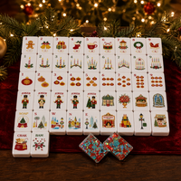 Ensemble de Mahjong de Noël personnalisé de 160 tuiles, rouge et vert, avec dos en confettis acryliques, jeu de Mahjong américain, cadeau de luxe pour les fêtes, vente en gros