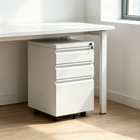 Gabinete Metálico de 3 Cajones, Mueble de Oficina con Ruedas, Gabinete de Almacenamiento Móvil