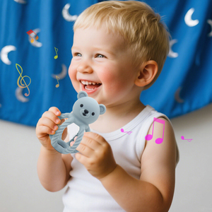 Tùy chỉnh nhà sản xuất trẻ sơ sinh Cảm giác động vật gấu Rattle Teether Đồ chơi bé mọc răng đồ chơi Silicone teethers BPA miễn phí - Product Image 2