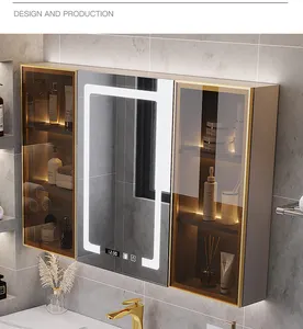 Kabinet kamar mandi wastafel toilet dinding, mewah terpasang di dinding dengan cermin pintar kabinet kamar mandi kabinet Dinding