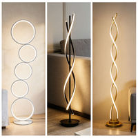 Lampadaire à courbe circulaire minimaliste créatif LED lampadaire à double spirale design pour hôtel bureau salon