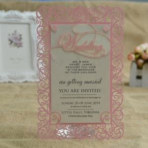 Invitation de <span class=keywords><strong>mariage</strong></span> fantaisie découpée au laser de luxe personnalisé, invitation, cartes de <span class=keywords><strong>menu</strong></span> floral avec étiquette nominative personnalisée en 3D - Product Image 2