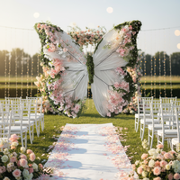 Bunga Organza Buatan Tangan Besar, Bunga Kupu-kupu Raksasa untuk Dekorasi Latar Belakang Pernikahan, Indoor & Outdoor
